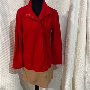 Mercer & Madison Wool Red and Tan Sweater Jacket,β size small